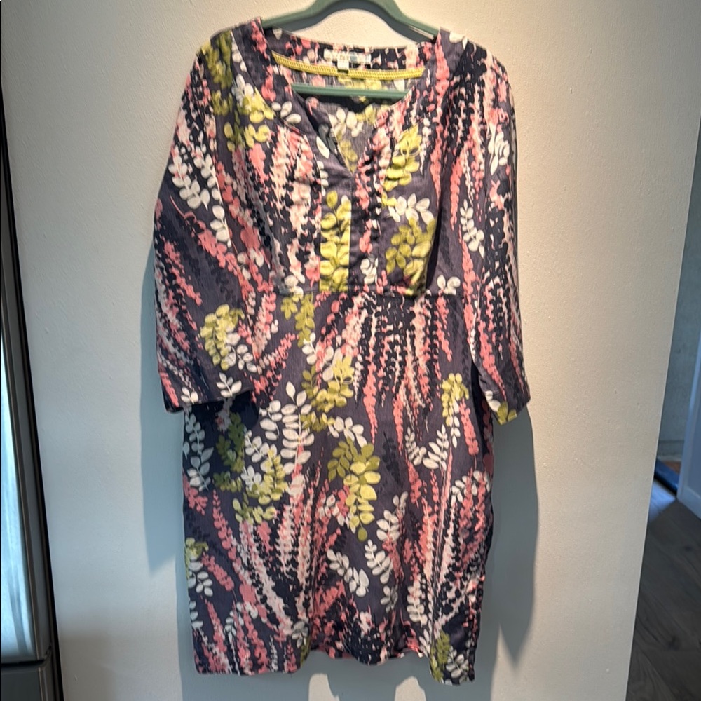 Boden Floral Print Women's Tunic Dress - Pink, Olive & White size 18L